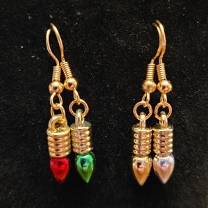 Winter Holiday Christmas Mini Shiny Lightbulb Earrings